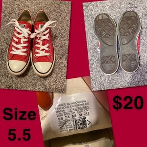Red and white converse